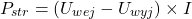 \begin{align*}P_{str}=(U_{wej}-U_{wyj})\times I\end{align*}